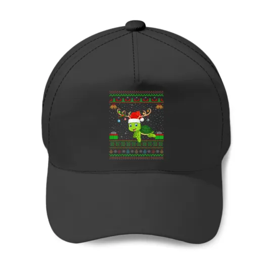 Discover Reindeer Santa Hat Matching Ugly Sea Turtle Christmas Baseball Caps