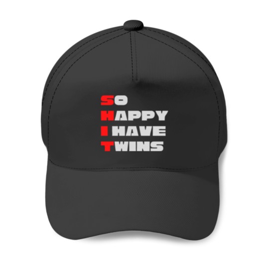 Discover So Happy I have twins Bold Typography Baseball Caps