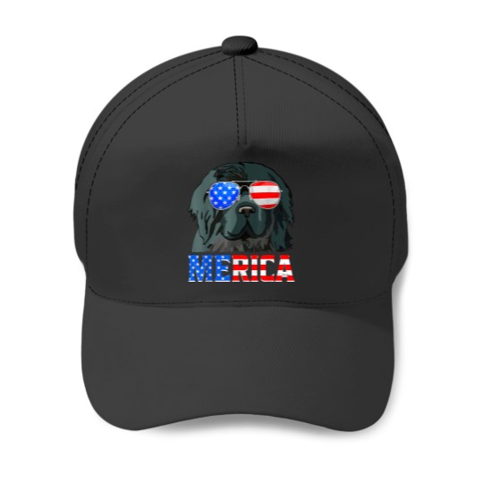 Discover Merica Newfoundland Dog American Flag 4th Of July Baseball Caps