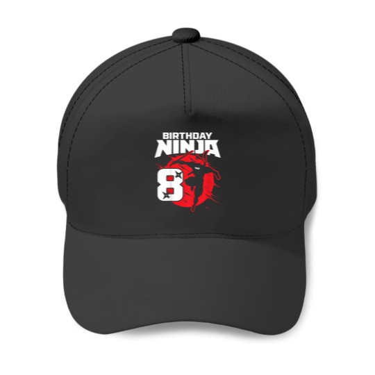 Discover Kids Birthday Ninja 8th Birthday Little Ninja Is 8 Year Old Boys Baseball Caps