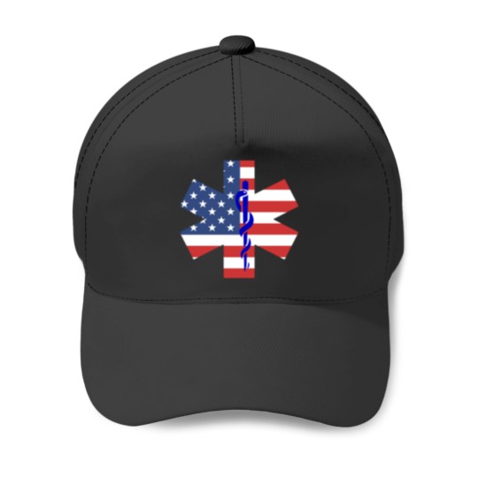 Discover EMT American Flag Ambulance Paramedic Baseball Caps