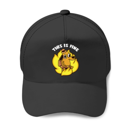 Discover This Is Fine Internet Meme Baseball Caps