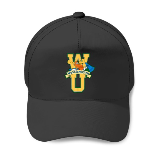 Discover Rocky and Bullwinkle Wossamotta U Logo Baseball Caps