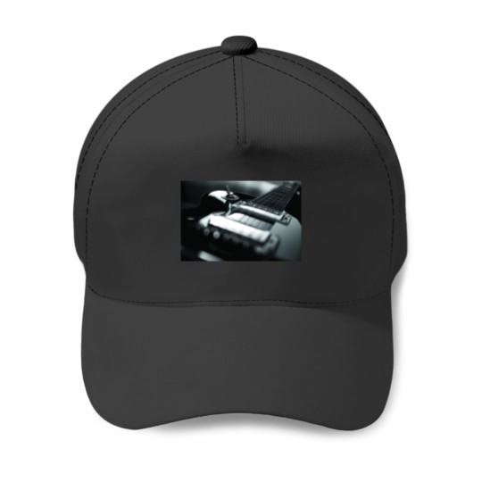 Discover Guitar - Black White Premium Matte Vertical Poster Baseball Caps