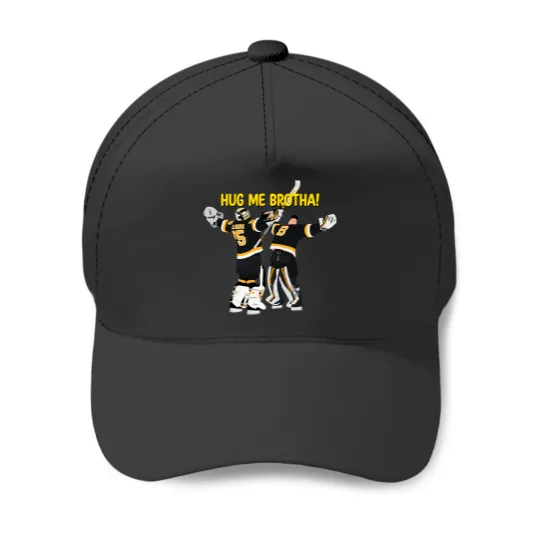 Discover Bruins Linus Ullmark Jeremy Swayman Goalie Hug Panel Baseball Caps