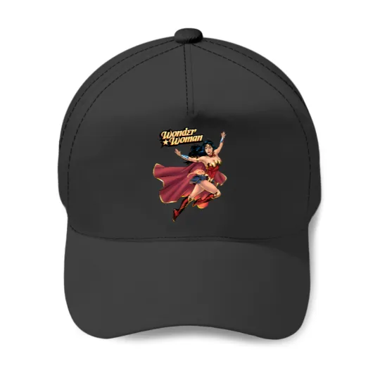 Discover Wonder Woman Wearing Cape Baseball Caps