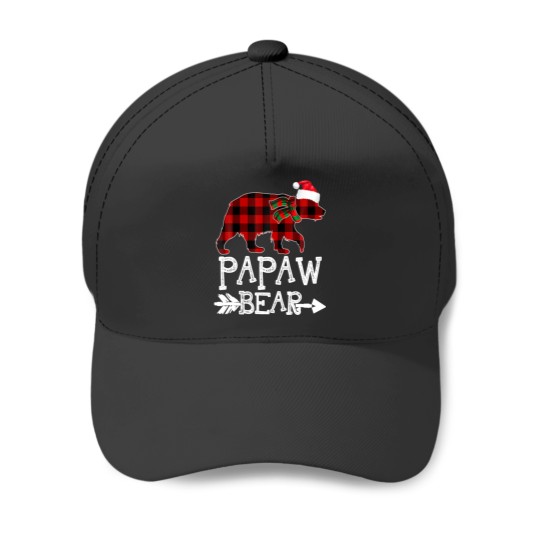 Discover Papaw Bear Christmas Xmas Pajama Red Plaid Buffalo Baseball Caps