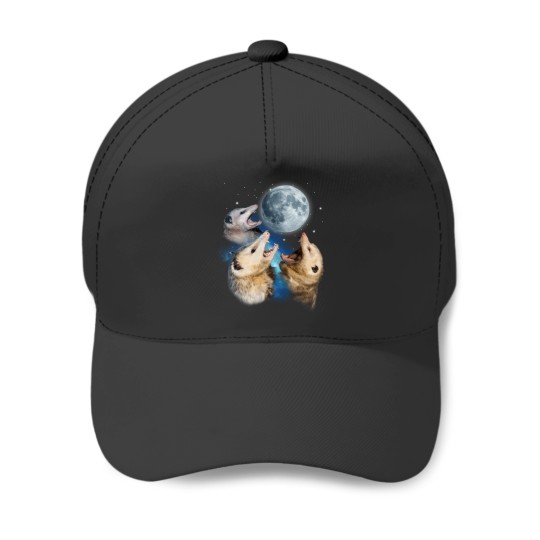 Discover Three Possum Howling At Moon - Funny Opossum Lovers Costume Baseball Caps