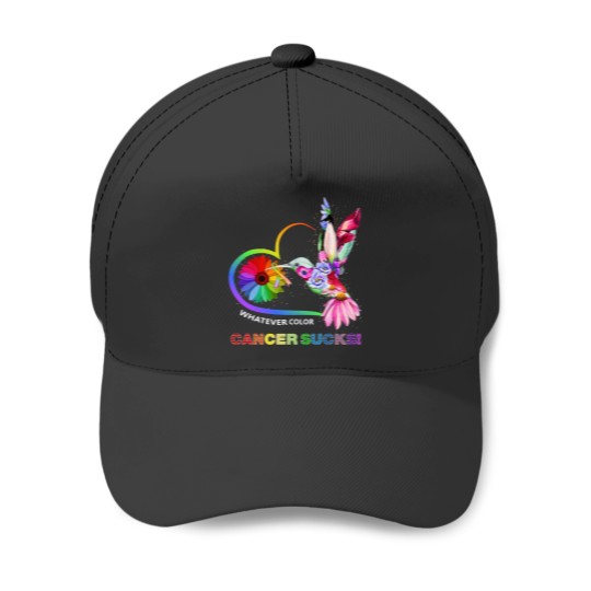 Discover hummingbird whatever color cancer sucks fight cancer ribbons Baseball Caps