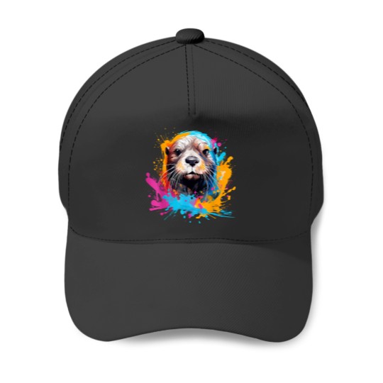 Discover Sea Otter Animals Lover Colorful Splash Art Baseball Caps