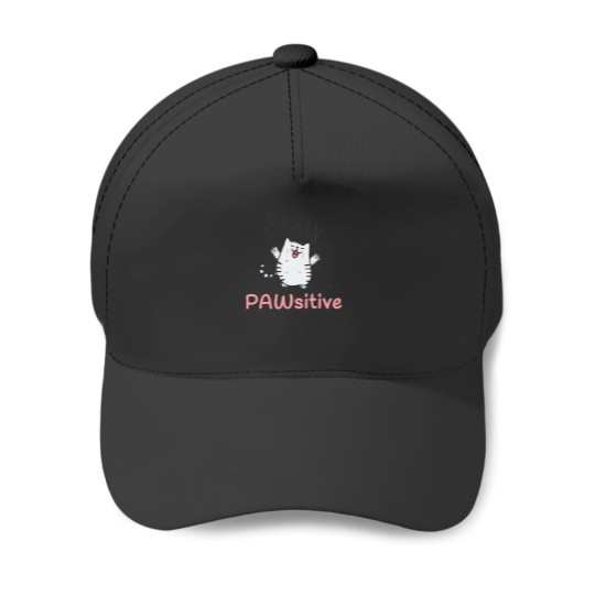 Discover Stay Pawsitive - Funny Cute Cat Pun Baseball Caps