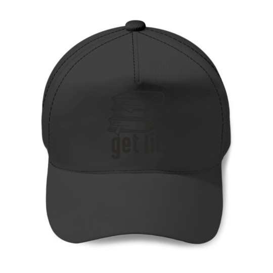 Discover Get Lit if you love reading books funny book lover present bookworm humor Baseball Caps