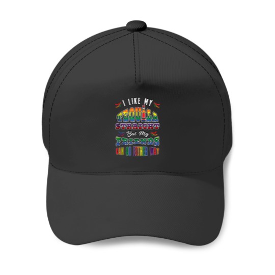 Discover Pride Month LGBT I Like My Tequila Straight Friends Rainbow Baseball Caps