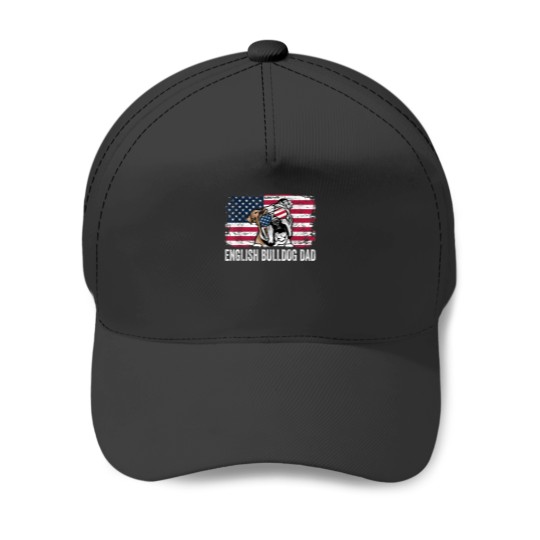 Discover Distressed USA Flag English Bulldog Dad Fathers Day Baseball Caps