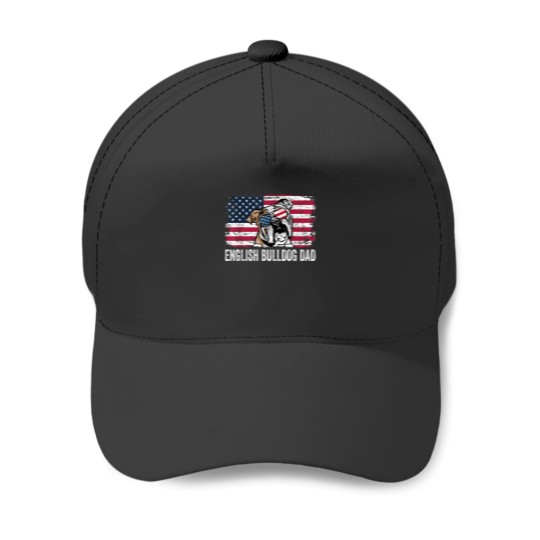 Discover Distressed USA Flag English Bulldog Dad Fathers Day Baseball Caps