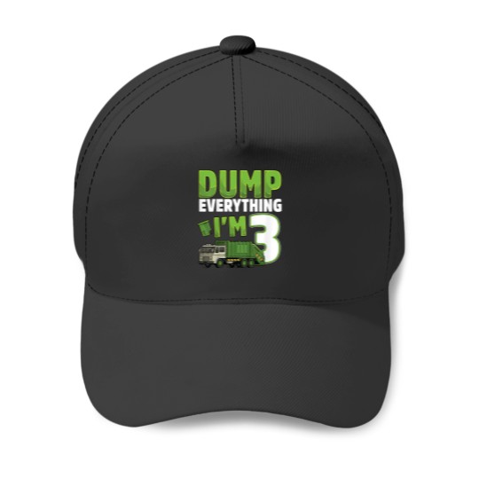 Discover Recycling Trash 3 Year Old Garbage Truck 3rd Birthday Boy Baseball Caps