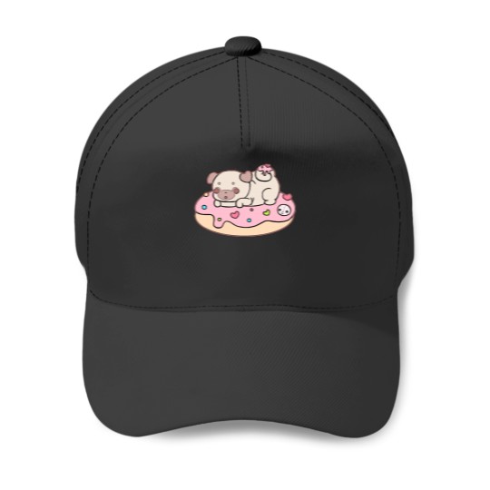 Discover Pug Pug on a donut Baseball Caps