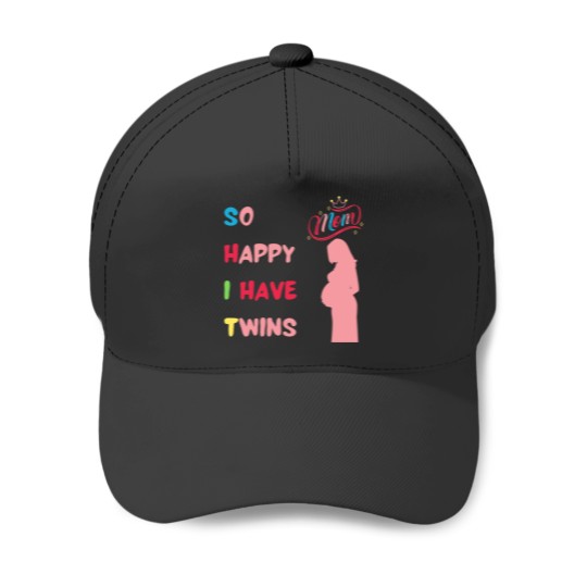 Discover so happy i have twins Baseball Caps