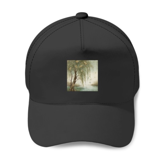 Discover Golden Wattle by the Lake Canvas Art Long Baseball Caps