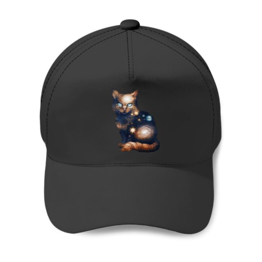 Discover Cosmic Cat Galaxy Universe Baseball Caps