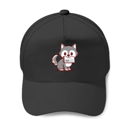 Discover Cute Wolf With Newspaper T-Shirt Baseball Caps