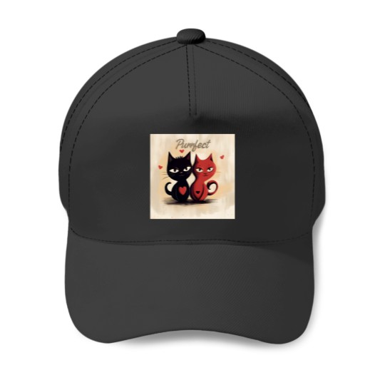 Discover Charming Heartfelt Feline Art Baseball Caps