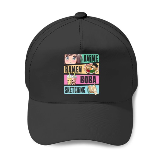 Discover Anime Ramen Boba Sketching Kawaii Anime Lover Merch Gift Baseball Caps