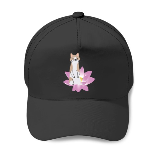 Discover Cat In Lotus Tattoo Baseball Caps