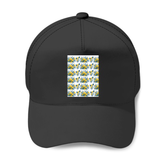 Discover Yellow floral watercolor vector, white background Graphic Baseball Caps