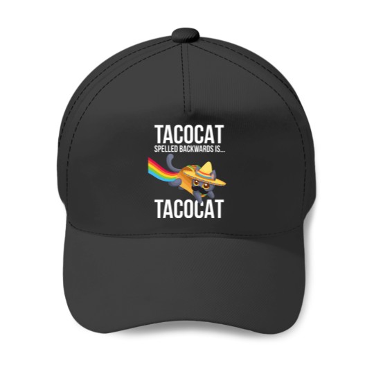 Discover Taco Cat Spelled Backwards Palindrome Funny Cat Baseball Caps