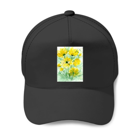 Discover Colorful watercolor peony flowers and leaves Long Baseball Caps