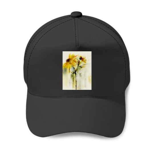 Discover Yellow floral. Graphic Baseball Caps