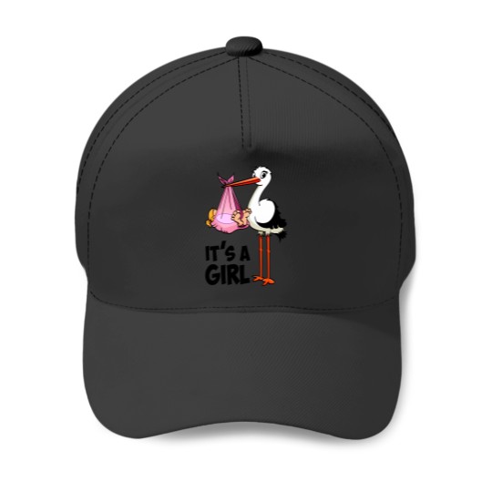 Discover Its A Girl The Pink Stork And The Ba Baseball Caps