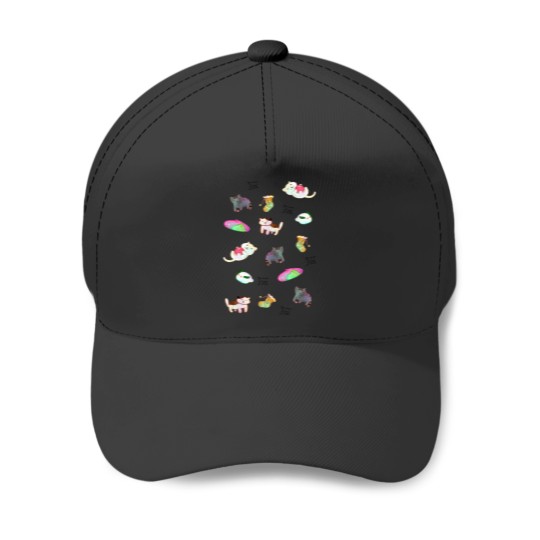 Discover Kawaii Neko Atsume Pattern Relaxed Fit Baseball Caps