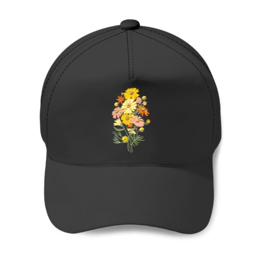 Discover happy wildflowers on navy art by jen montgomery jen montgomery transparentt Classic Baseball Caps