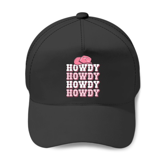 Discover Pink Howdy Cow Print Western Country Texas Rodeo Baseball Caps