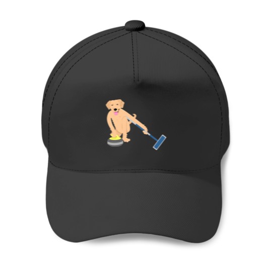 Discover Golden Retriever Curling Classic Baseball Caps