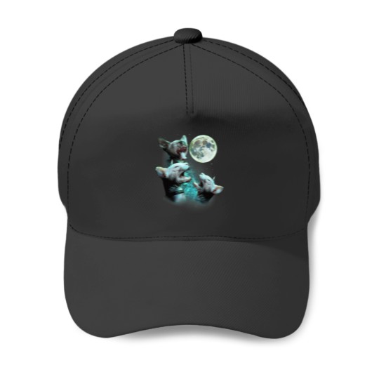 Discover Three Hairless Sphynx Cats Howl At Moon 3 Wolfs Baseball Caps