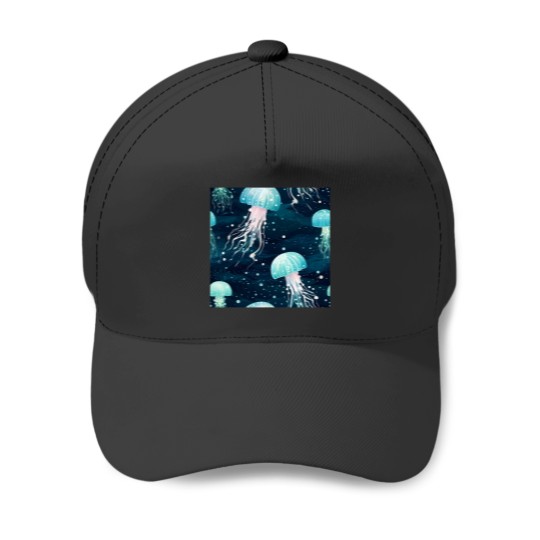 Discover Watercolor Jellyfish Seamless Patterns Baseball Caps