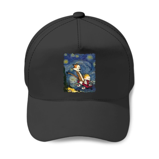 Discover Calvin and Hobbes Graphic Stary Night 1 Baseball Caps