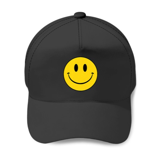 Discover 70s Yellow Smile Face Shirt Cute Happy Peace Smiling Face Baseball Caps