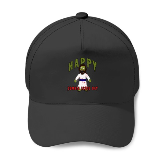 Discover Creepy Zombie Jesus wants BRAINS! Happy Zombie Jesus Day! Funny Horror creepy zombie jesus Baseball Caps