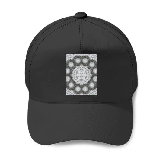Discover Magic Ripples Kaleidoscope Mandala White Gray Graphic Baseball Caps