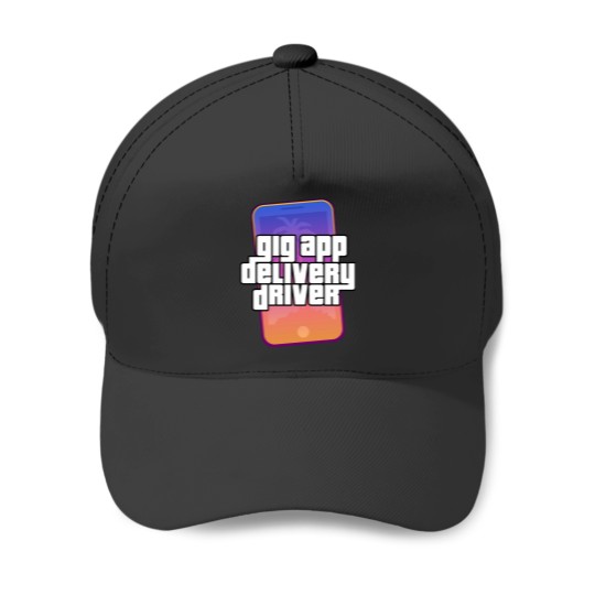Discover Gig App Delivery Driver Video Game Parody Design Baseball Caps