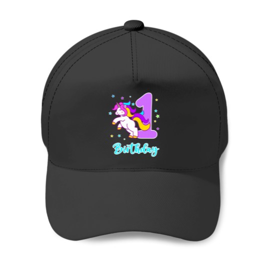 Discover Cute Cartoon Unicornss 1st Birthday Celebration Baseball Caps
