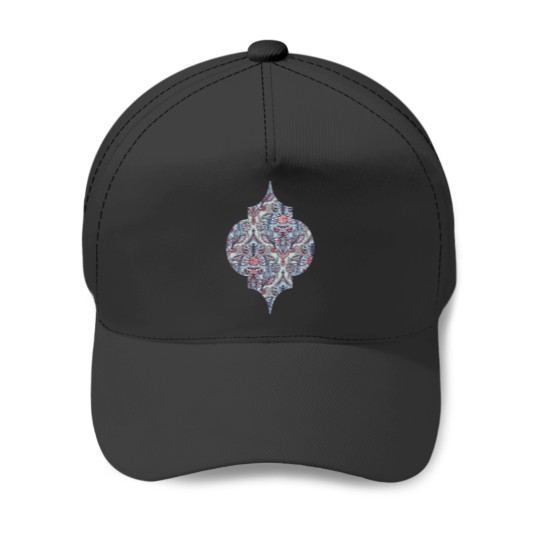 Discover Botanical Moroccan Doodle Pattern In Navy Blue Red  Grey Baseball Caps