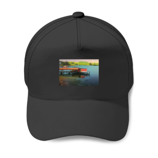 Discover Boathouse On The Water Baseball Caps