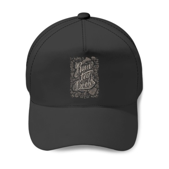 Discover Rain Tea amp Books Grey version Fitted Baseball Caps