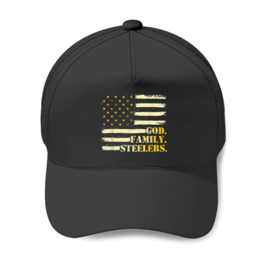 Discover American Flag God Family steelersss Military Veteran Essential Baseball Caps