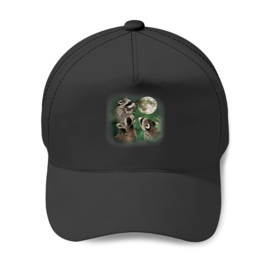 Discover Three Raccoon and Moons Baseball Caps